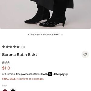 Splendid Serena Satin Black Midi Skirt